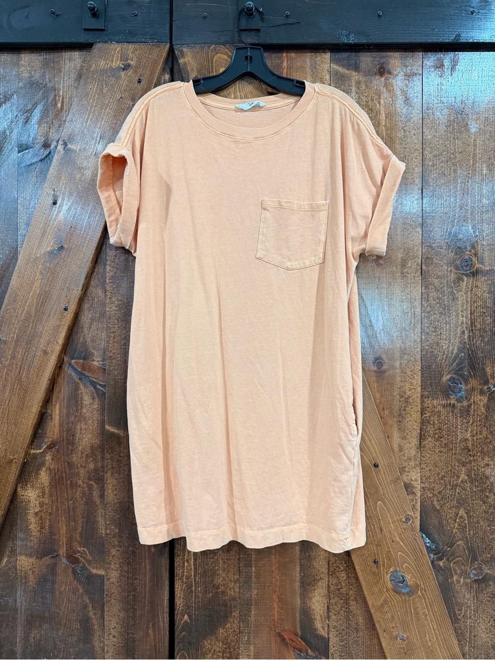 Double Zero Peach Crewneck Short Sleeve Tshirt Dress